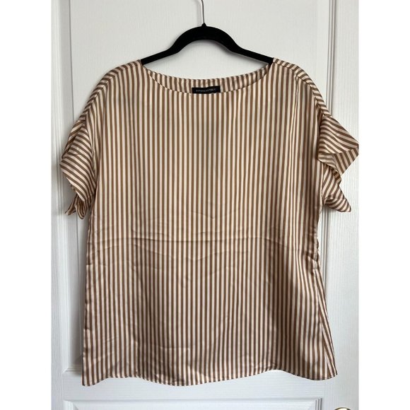 Women's M Banana Republic 2 Tone Brown Striped Blouse - Picture 1 of 2